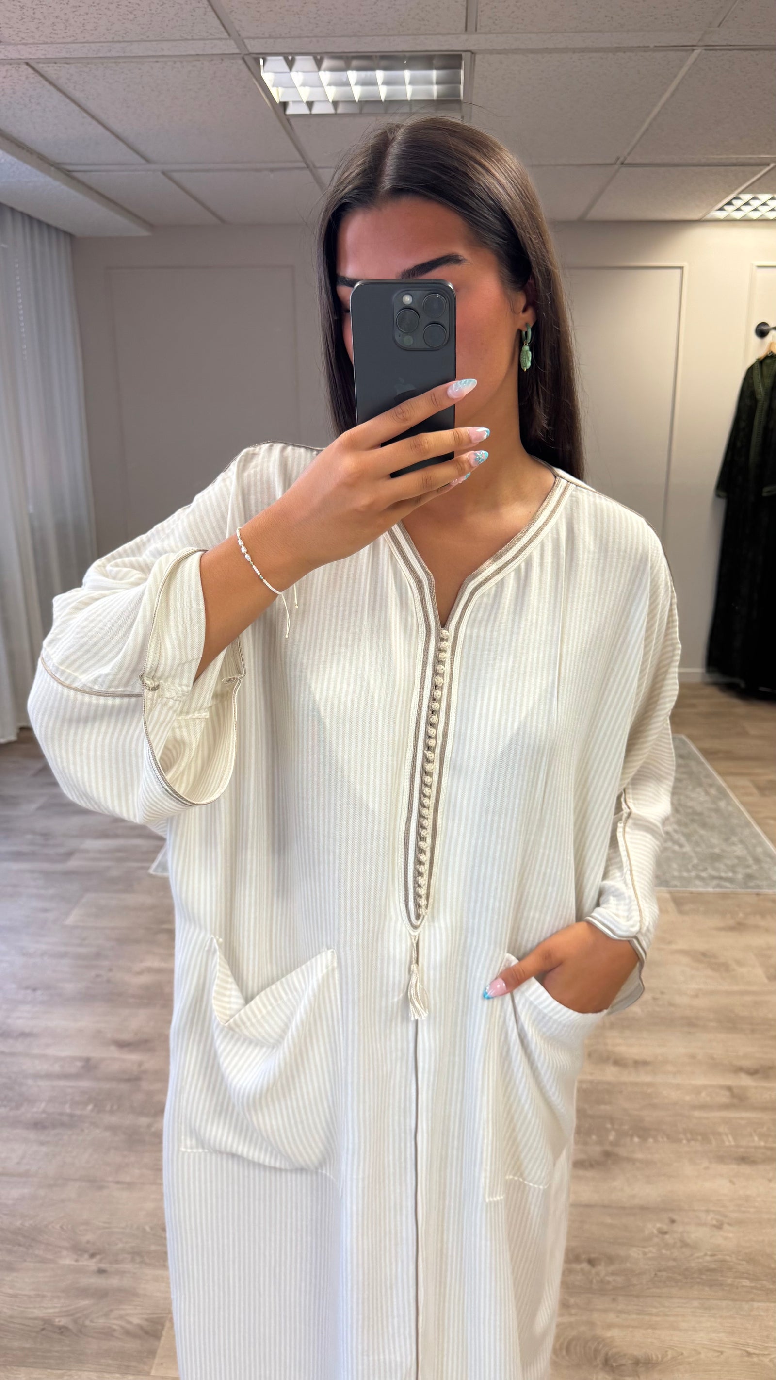 Gandoura Mrakchia Blanc Beige