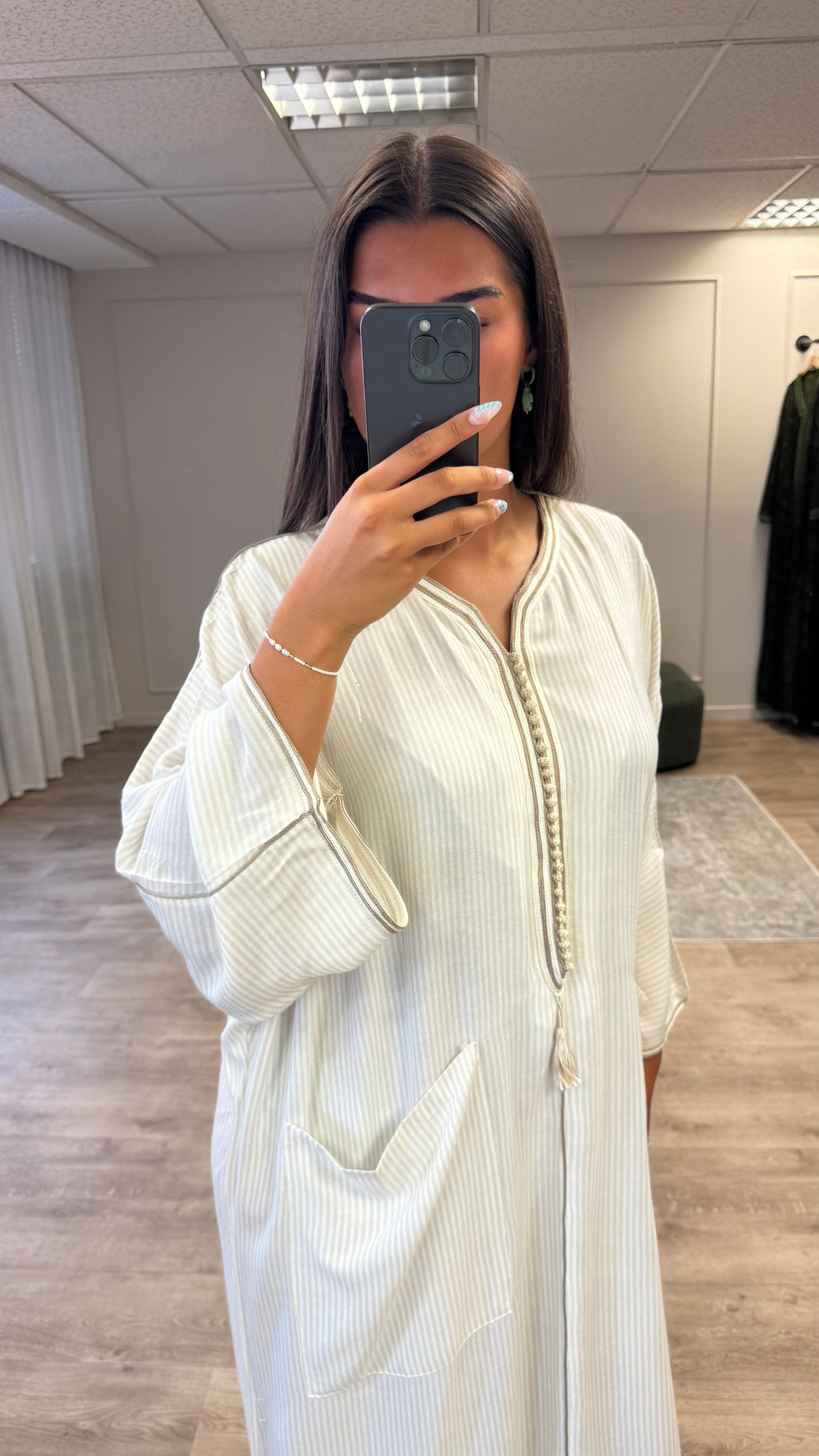Gandoura Mrakchia Blanc Beige