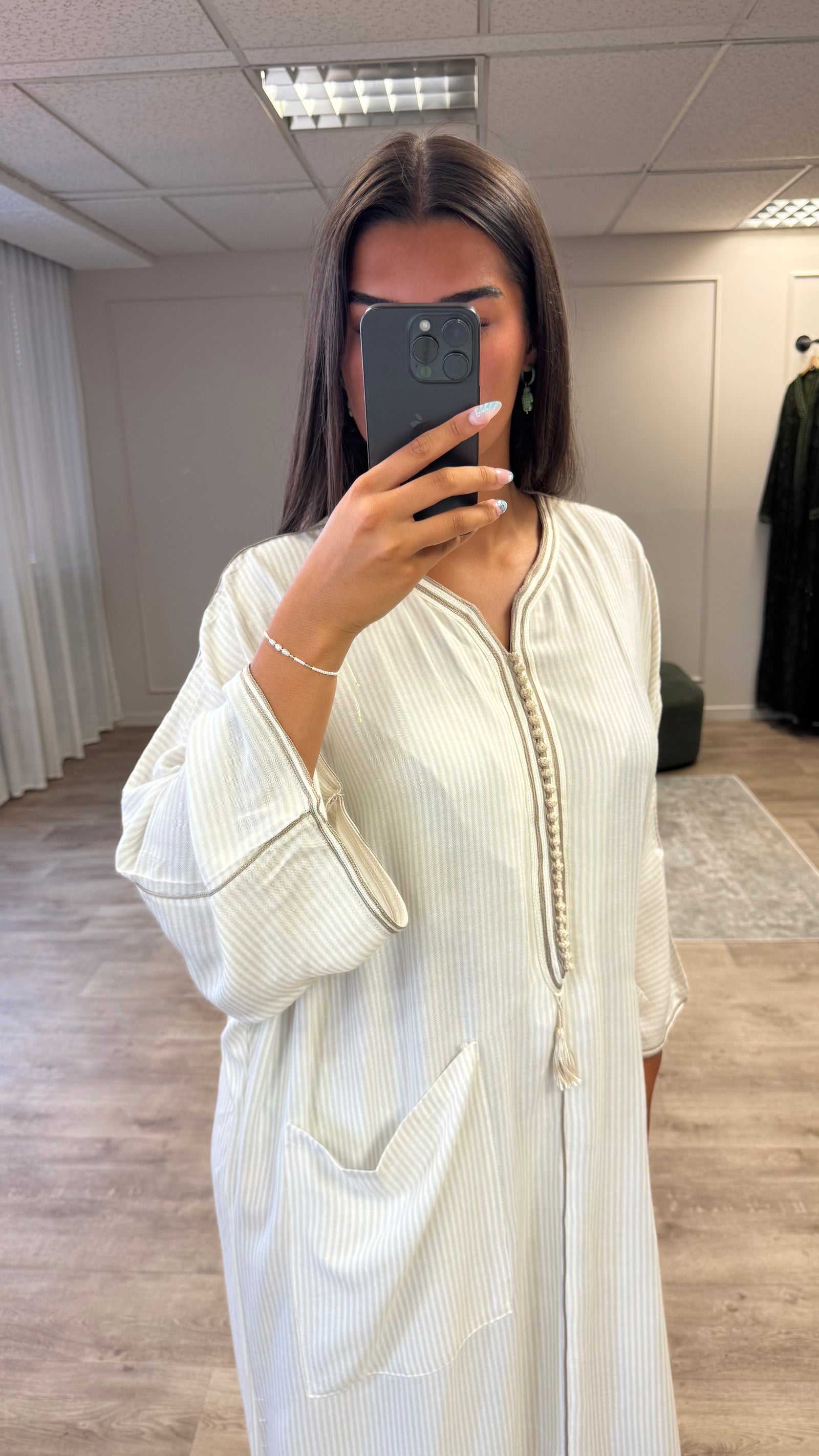 Gandoura Mrakchia Blanc Beige