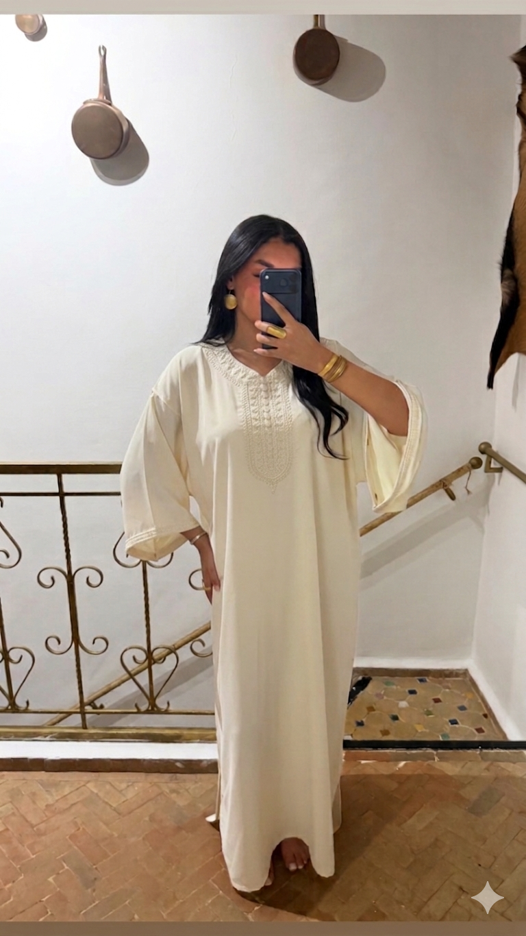 Gandoura Abaya simple Perle