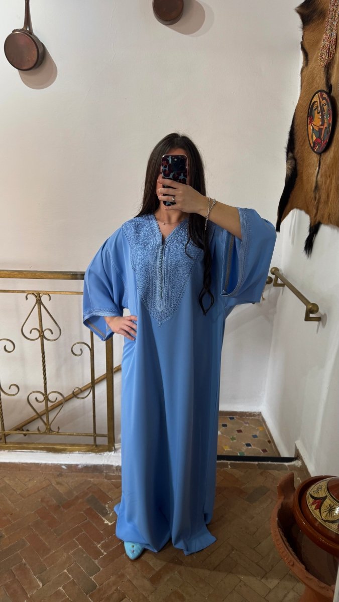 Abaya Gandoura Bleu Ciel - ChayraKaftan