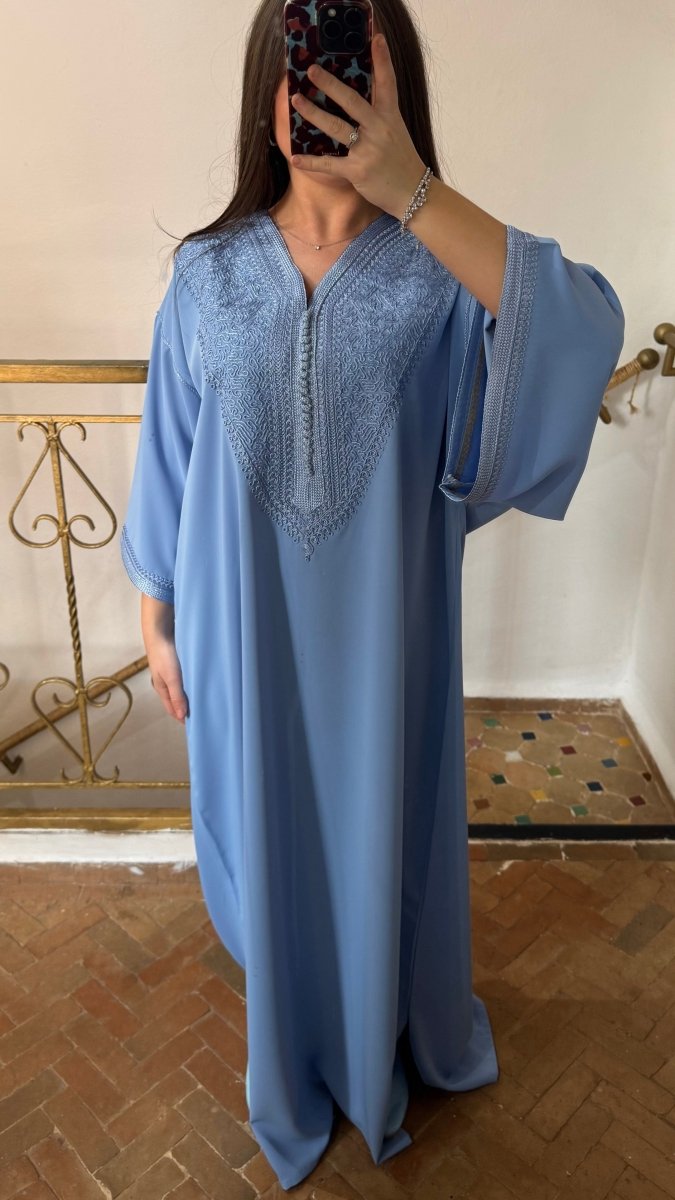 Abaya Gandoura Bleu Ciel - ChayraKaftan